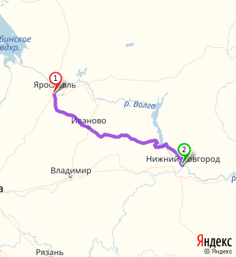 Маршрут из Ярославля в Нижний Новгород