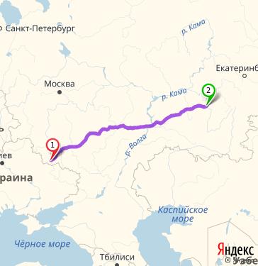 Маршрут из Белгорода в Уфу