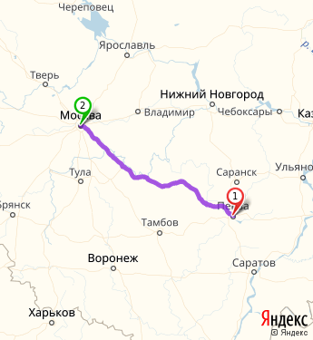 Маршрут из Пензы в Москву