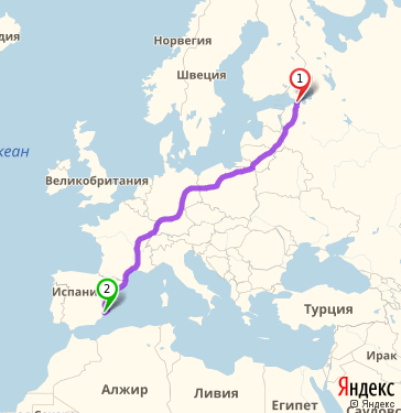 Маршрут из Санкт-Петербурга в Аликанте