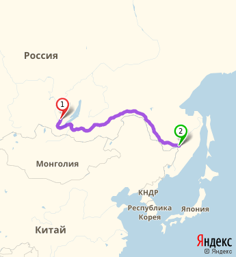 Маршрут из 17 км автодороги Иркутска-Качуга в Хабаровск