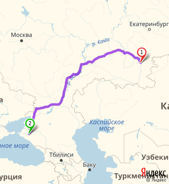 Маршрут из Магнитогорска в Краснодар
