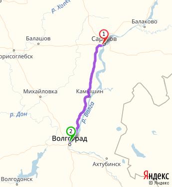 Маршрут из Саратова в Волгоград