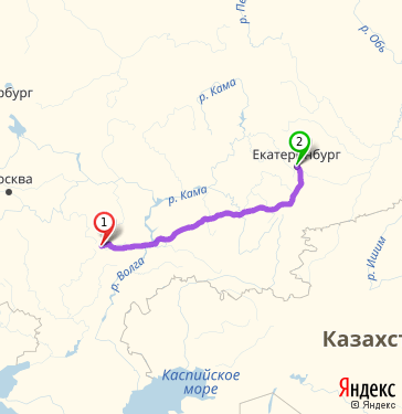 Маршрут из Пензы в Екатеринбург