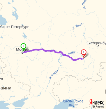 Маршрут из Уфы в Москву