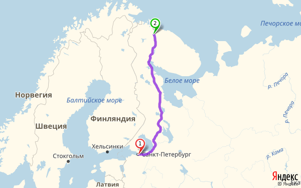 Мурманск санкт петербург карта