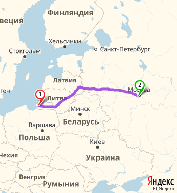 Маршрут из Калининграда в Москву