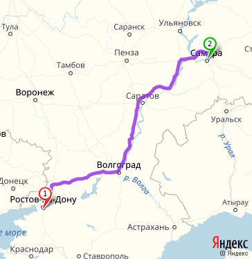 Маршрут из Батайска в Самару