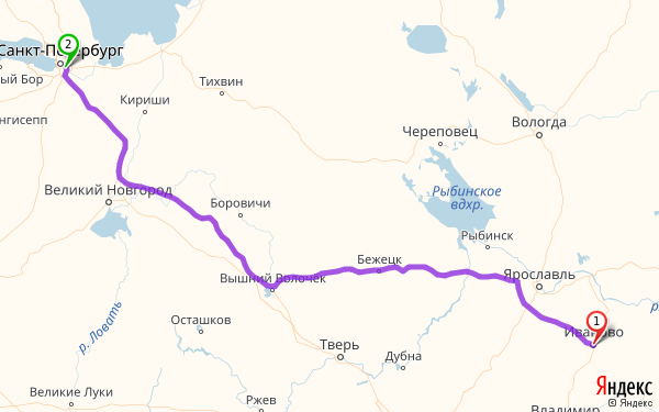 Череповец санкт петербург карта