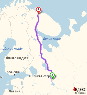 Маршрут из Мурманска в Череповец
