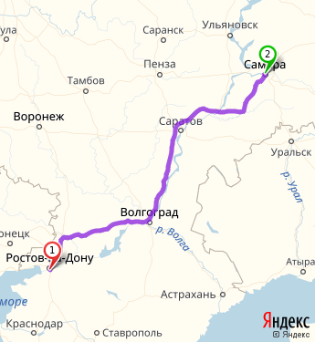 Маршрут из Батайска в Самару