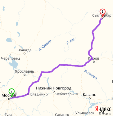 Маршрут из Сыктывкара в Балашиху
