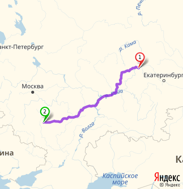 Маршрут из Перми в Липецк