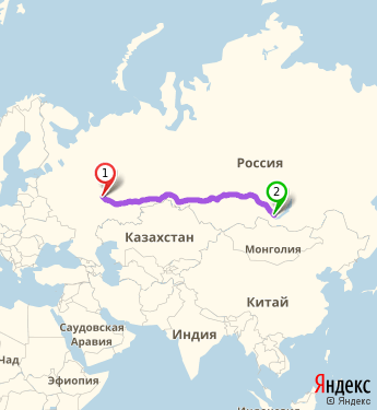 Маршрут из Казани в Иркутск