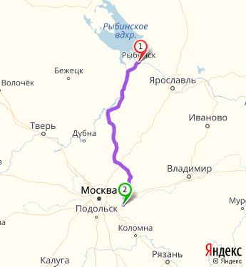 Маршрут из Рыбинска в Обухово