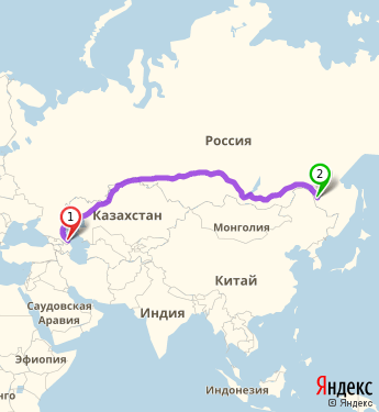 Маршрут из Дербента в Свободного