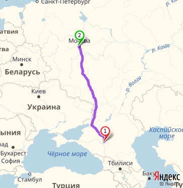 Маршрут из Ставрополя в Москву