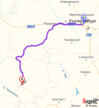 Екатеринбург уфа расстояние на машине карта