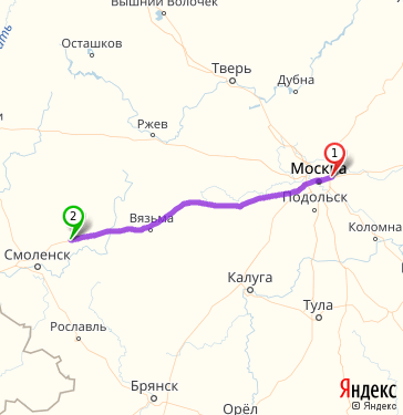 Маршрут из Балашихи в Ярцево