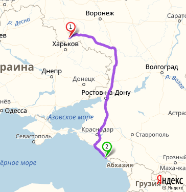 Маршрут из Белгорода в Сочи