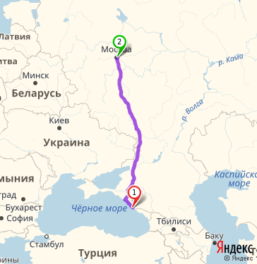 Маршрут из Сочи в Москву