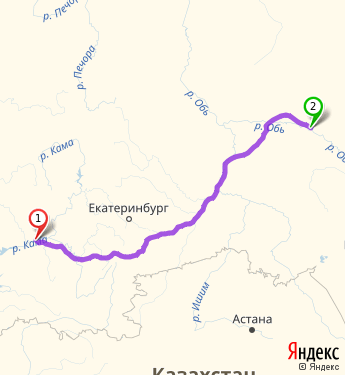 Маршрут из Набережных Челнов в Нижневартовск