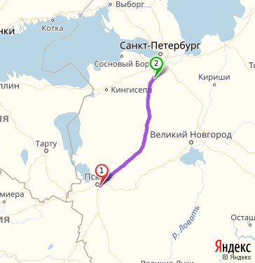 Маршрут из Пскова в Гатчину