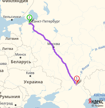Маршрут из Волгограда в Гатчину