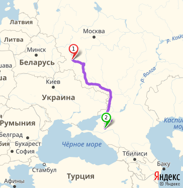 Маршрут из Овстуга в 489 километр (ст-цу Новопокровская)