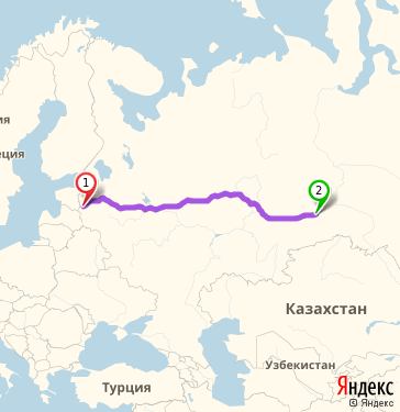 Маршрут из Пскова в Тюмень