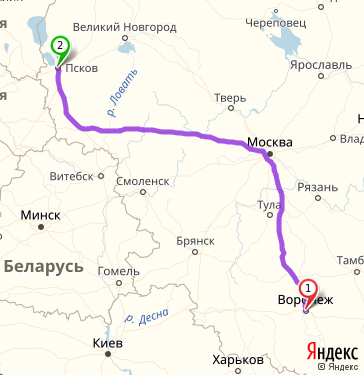 Карта от санкт петербурга до ярославля