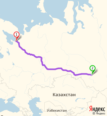 Маршрут из Северодвинска в Новосибирск