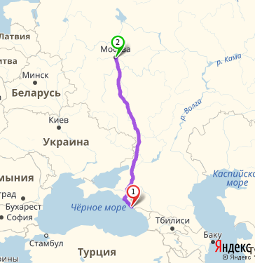 Маршрут из Сочи в Москву