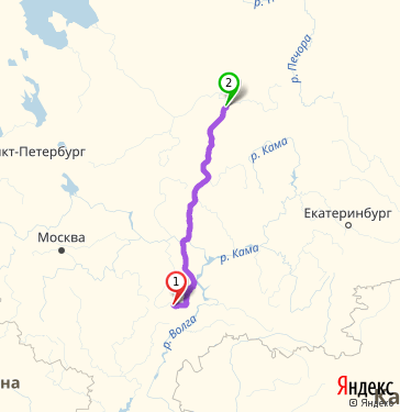 Маршрут из Кузнецка в Сыктывкар