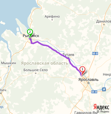 Маршрут из Ярославля в Рыбинск