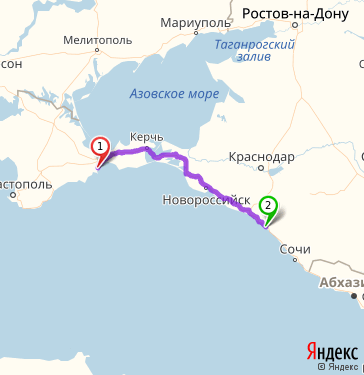 Маршрут из Феодосии в Туапсе