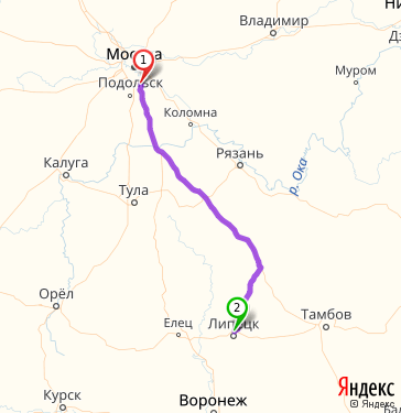 Тамбов липецк расстояние на машине карта