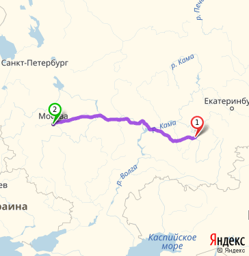 Маршрут из Уфы в Москву