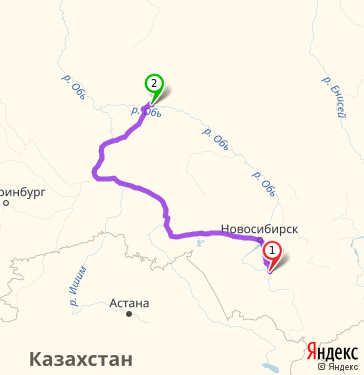 Маршрут из Барнаула в Сургут