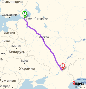 Маршрут из Волгограда в Санкт-Петербург
