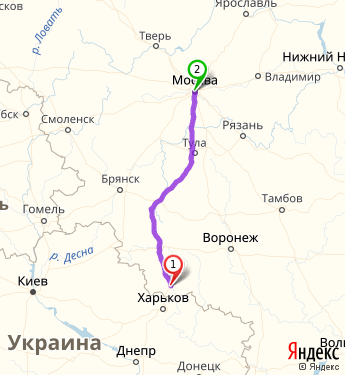 Маршрут из Белгорода в Москву