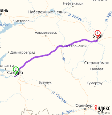 Казань нефтекамск карта