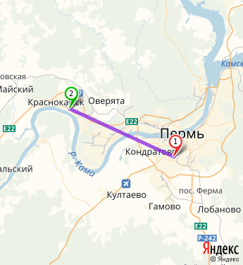 Маршрут из Перми в Краснокамск