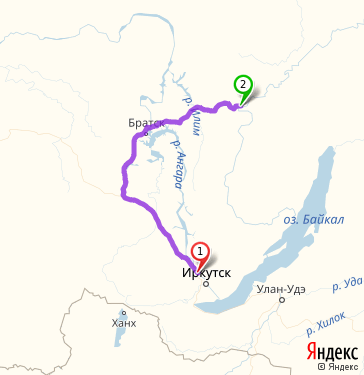 Маршрут из Ангарска в Усть-Кута