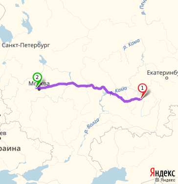 Маршрут из Уфы в рабочий посёлок Нахабино