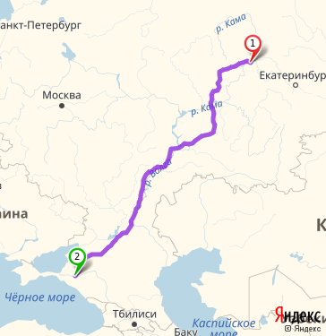 Маршрут из Перми в Краснодар