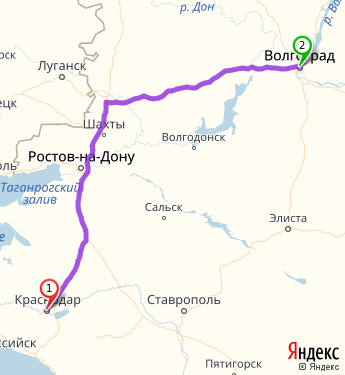 Карта до волгограда от краснодара до