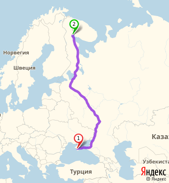 Маршрут из Симферополя в Кандалакшу