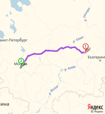 Маршрут из Перми в Москву