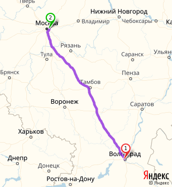 Маршрут из Волгограда в Реутов